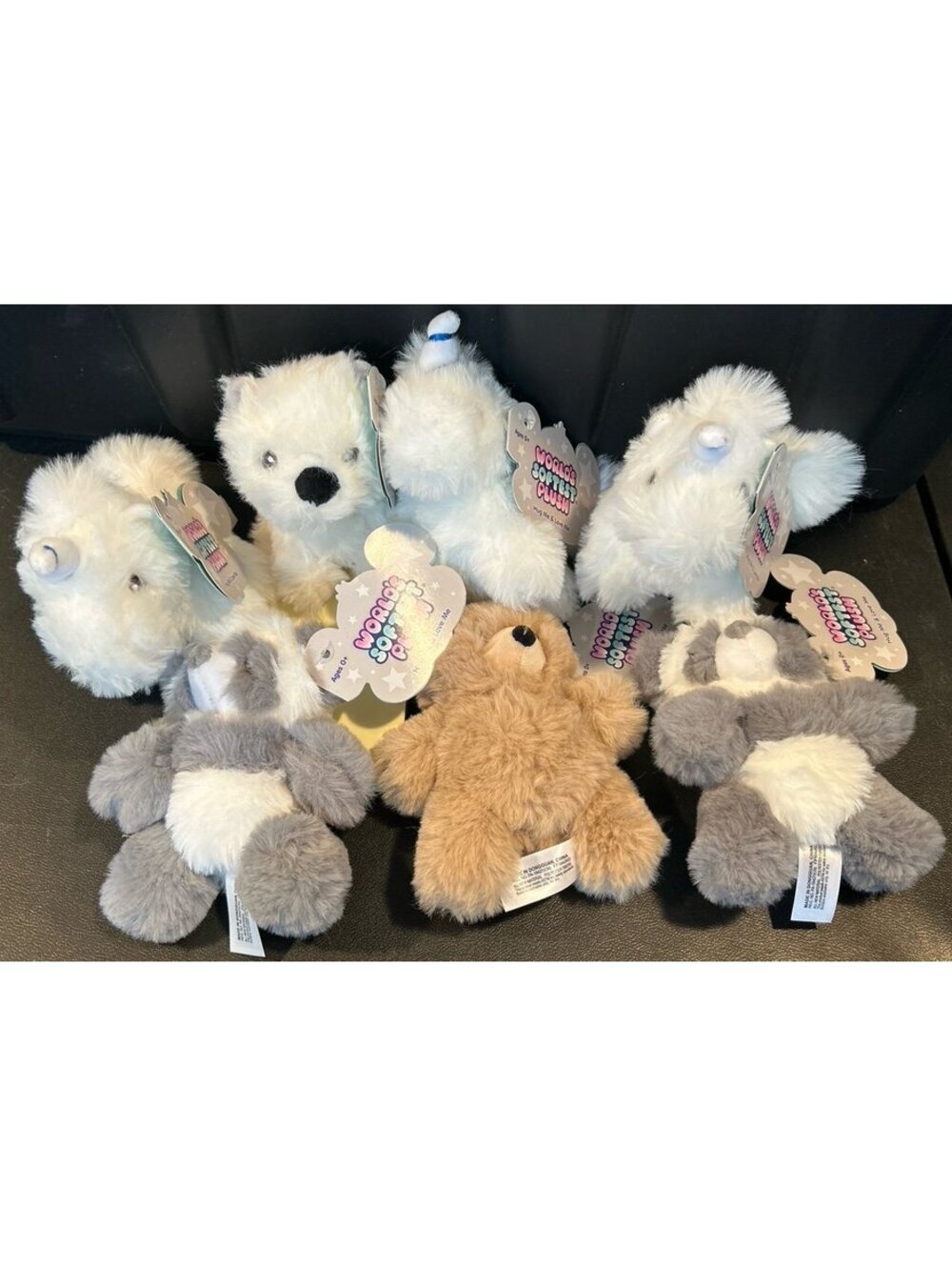 World’s Softest Plush Lot of 7 Unicorn Panda Bear Wolf Stuffed Animals NEW WTags